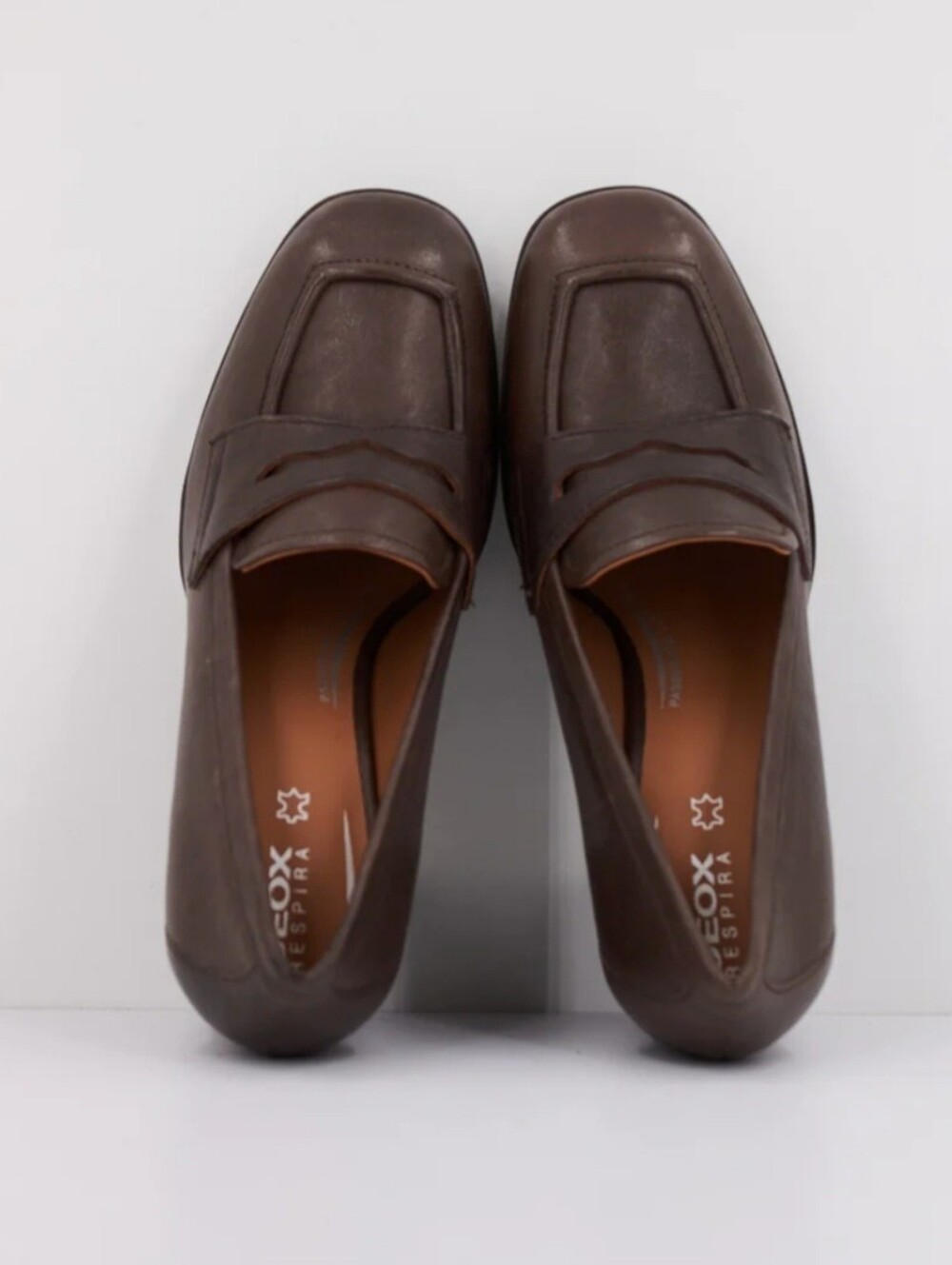 New Geox Respira D Teulada Marron Leather Mary Jane Block Heel Pumps Size 10